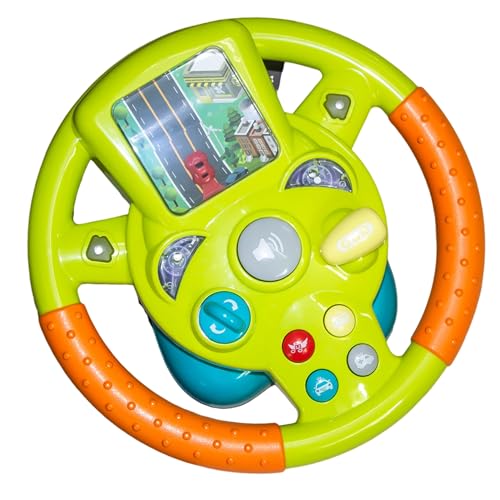 Hemore Lenkradspielzeug, 10 -Zoll -Spielzeuglenkrad mit LCD -Display, Sound & Musik, simuliertes Lenkrad mit Saugnäpfeln für Kinderkinder (grün) von Hemore