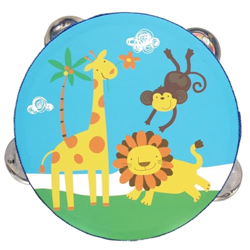 Hemore Tamburin für Kinder, 15 cm/5,9 -Zoll -Holz -Tamburine mit Metalljingles, handgehaltene Drum Bell Tamborine, tragbares kleines Tamburin für Kinder (Tiere) von Hemore