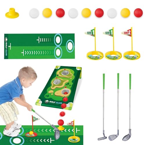 Hemore Toddler Golfset, Kleinkindgolfclubs mit Golfmatte, 3 Golf -T -Shirt, 3 Übungslöcher und 9 Bälle, Länge verstellbare Kinder im Freien im Freien Golfspiele für Jungen Mädchen im Alter von 3+ von Hemore