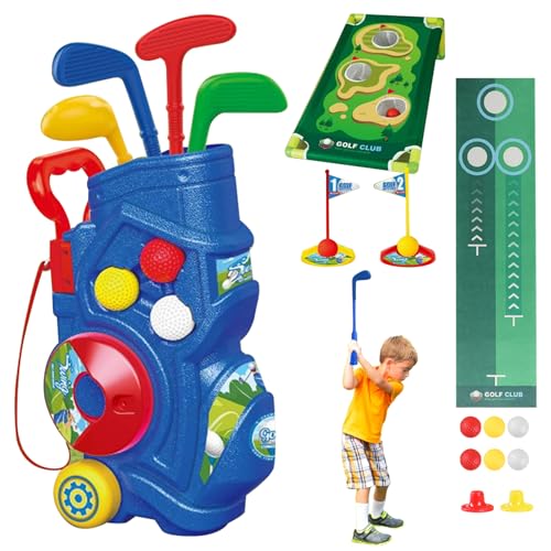 Kleinkindgolf -Set, Plastikkindgolfclubs mit Golfmatte, 2 Golf -T -Shirt, 2 Übungslöcher und 6 Bälle, Kinder im Freien Golfspiele im Freien für Jungen Mädchen im Alter von 3+ Weihnachtsfest -Neujahr von Hemore