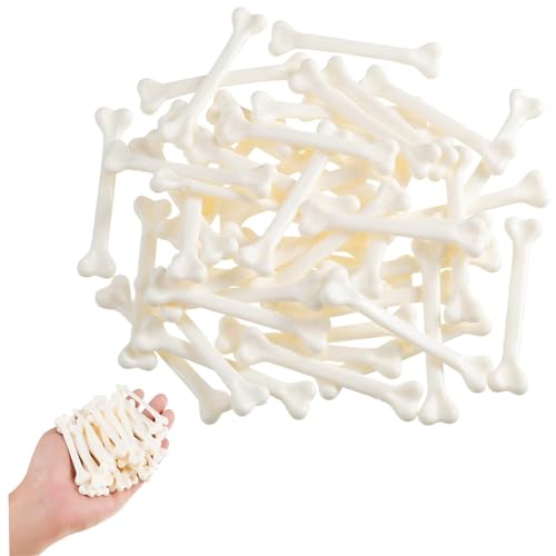 Mini -Skelettknochen, 50pcs 7 cm kleine falsche Knochen mit Loch, winzige lustige Halloween -Knochen für DIY -Handwerks Halloween Haunted House Dekorationen (weiß) von Hemore