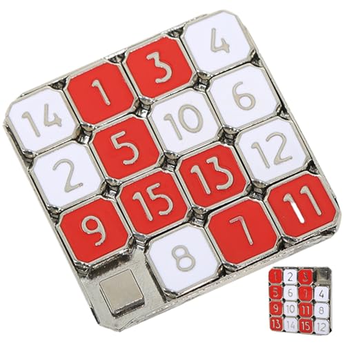 Number -Dia -Puzzle, 3 x 3 15 Gitter Metall Nummer Schieber Rätsel, lustige Kinder -Rätsel -Spiele, kreative Zahl der Bildungs- und Lernspielzeuggeschenke für Kinder, Erwachsene, Schiebeduzzle, Slide von Hemore