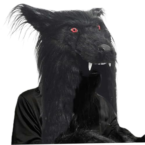 Wolf Maske, pelzige Werwolfmaske, realistische gruselige Werwolf -Kopfcover, Horror Halloween Maske für Halloween -Kostümkarneval von Hemore