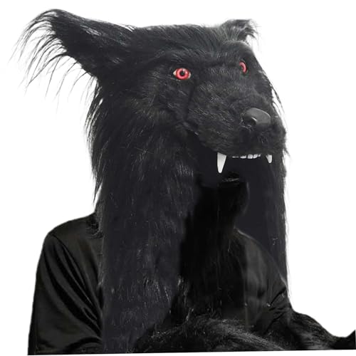 Wolfsmaske, pelzige realistische Werwolf -Kopf Cover, Halloween Scary Wolf Masken für Halloween Kostüm Carnival Dress Up von Hemore