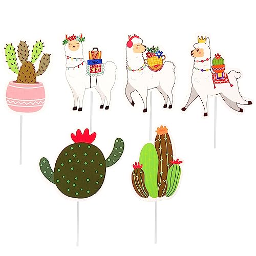 HEMOTON 48 Stück Weihnachtskuchen Topper Alpaka Kaktus Cupcake Topper Weihnachtskuchen Dekorationen Essen Obst Picks für Weihnachten Party Liefert von HEMOTON