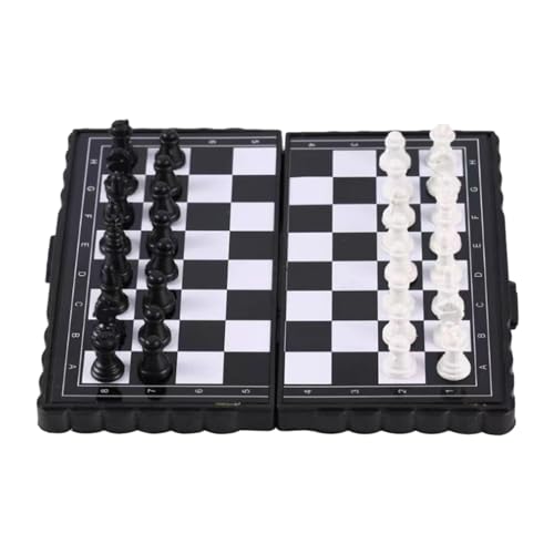 Reise-Schachspiel für Anfänger | Magnetisches Schach-Lernspielzeug,Tragbares Schachspielzeug mit stabilen Schachfiguren und Aufbewahrungstasche für Reisen und Camping von Hemousy
