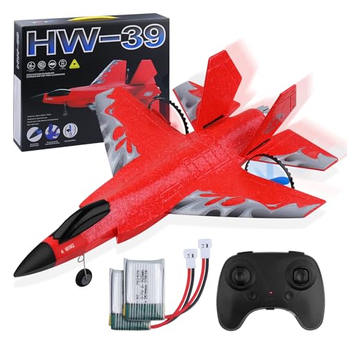 Henakmsl RC Flugzeug 2CH F35 Ferngesteuertes Flugzeug Spielzeug HW39 Fighter 2.4GHz RTF für Anfänger, Kinder und Erwachsene USB Aufladung (Rot) von Henakmsl