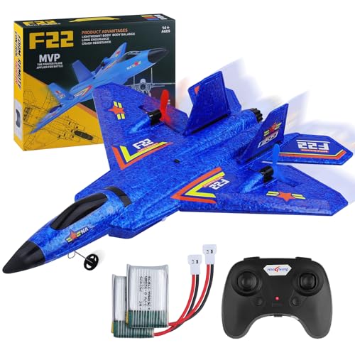 Henakmsl RC Flugzeug 3CH Ferngesteuerter Kämpfer 2.4GHz RC Flugzeug RTF für Anfänger, Kinder und Erwachsene, FX22 Flugzeug Spielzeug mit Farbigen LED-Leuchten USB-Aufladung von Henakmsl