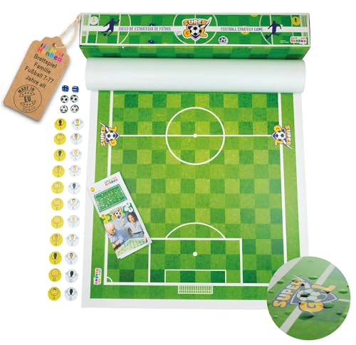 HENBEA SuperGol Tischfußballspiel Familienspiel Spielzeug Geschenk für Kinder Erwachsene Fans Liga Tischsport Würfelspiel Strategie Großes Garten-Wasserabweisendes Canvas-Brett 85x55 cm von Henbea