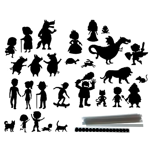 Henbea 1090 Personajes de Cuentos Sombras Kindergeschichten Schattenpuppen, Schwarz von Henbea