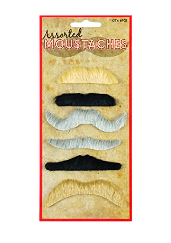 6 Assorted False Moustaches Fancy Dress Accessory by Henbrandt von Henbrandt