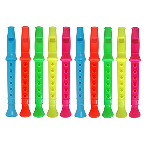 HENBRANDT Mini-Flöte, 10 Stück, Pennypfeife, Kinder, Mehrfarbig, Regenbogen, Kunststoff, 6 Löcher, Ideal für Kindergeburtstagspartys von Henbrandt