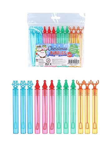 HENBRANDT 144 Mini Weihnachten Bubble Tubes mit Zauberstab (12 x 12 Stück) Kinder 4ml Party Bubbles mit Xmas Toppers Strumpffüller Beutelfüller Partytüten Outdoor Spiele für Jungen und Mädchen von Henbrandt