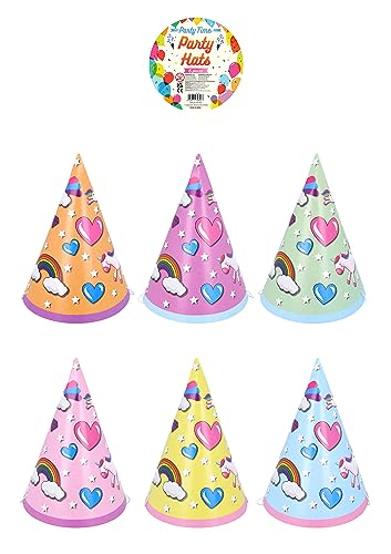 HENBRANDT 6 Stück Kinder Einhorn Kegel Party Hüte DIY Partyzubehör Partyzubehör Dreieck Kegel Hut Party Pack Familie Geburtstag Niedliche Einhorn Party Hüte für Kinder von Henbrandt