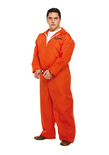 HENBRANDT Erwachsenenkostüm für Herren, Orange, Gefängnis-Overall, XL, für Sträfling, Overall, Gefängnisanzug, Einheitsgröße, Größe XL von Henbrandt