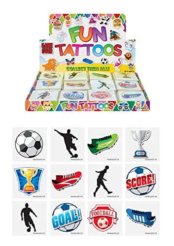 Henbrandt 120 x Mini-Fußball-Tattoos für Kinder, temporäre Tattoos für Kinder, 12 Packungen für Partytüten, Geschenktütenfüller, Glück, Dip, Fußball, Fußball-WM, Gastgeschenke für Jungen und Mädchen von Henbrandt