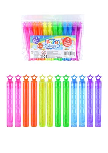 Henbrandt 2 x Neon Star Party Bubble Tubes mit Zauberstab (12 Stück) Kinder 4ml Party Bubbles Beutetütenfüller Sommerspiele für Jungen und Mädchen Kinder Partytüten von Henbrandt