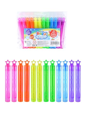 Henbrandt 3 x Neon Star Party Bubble Tubes mit Zauberstab (12 Stück) Kinder 4ml Party Bubbles Beutetütenfüller Sommerspiele für Jungen und Mädchen Kinder Partytüten von Henbrandt