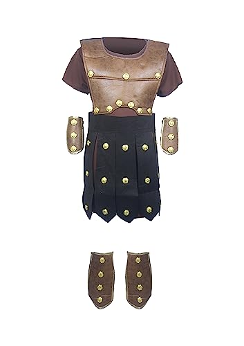 Henbrandt Kinder Deluxe Römische Soldat Kostüm Gladiator Zenturio Antike ROM Schule Geschichte Tag Halloween Kostüm für Jungen Römische Outfit für Kinder (Alter 7-9) von Henbrandt