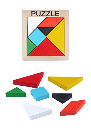 Henbrandt Kinder Holz Puzzle Tangram Form Logik Spiel Kinder Gehirn Puzzles Entwicklungsspielzeug Lernspiele von Henbrandt