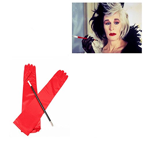 Long Red Gloves and Cigarette Holder Flapper Cruella DeVille 1920s Fancy Dress von Henbrandt