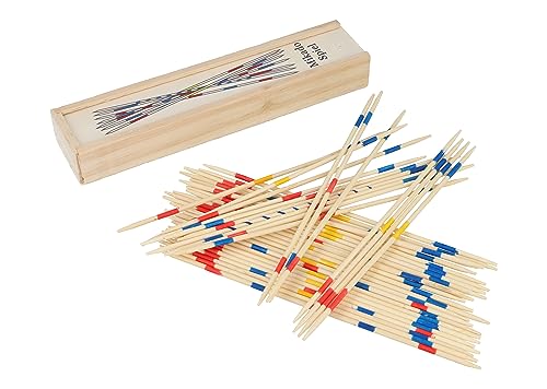 HENBRANDT Mikado Stäbchen, Holzkiste mit 41-Teilig, 19cm Pickup Sticks Familienspiele Tischplatte Brettspiel Holzspielzeug für Kinder und Erwachsene von Henbrandt