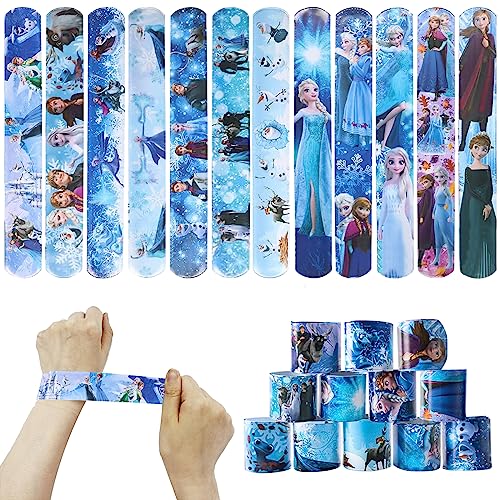 Eiskönigin Schnapparmband Kinder, 12 Eiskönigin Slap Bands Prinzessin Schnapparmbänder Kindergeburtstag Mitgebsel Slap Armbänder für Jungen Mädchen Snap Bracelets Geburtstag Party Schulfest Zubehör von Hendpock