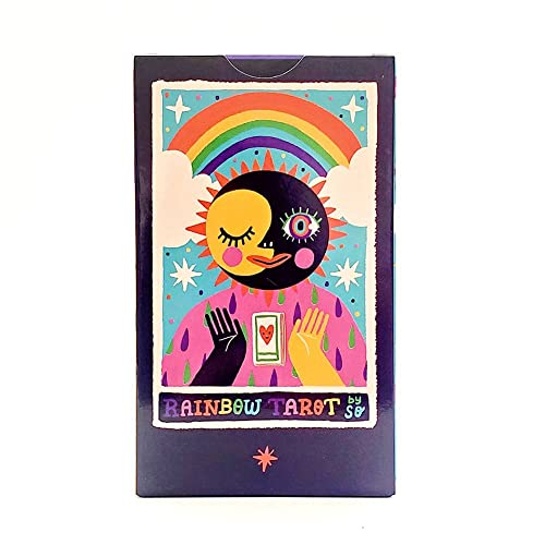 2022 Neues englisches Kartenspiel 12x7cm Regenbogen Tarot Buntes Aquarell Malerei Stil Für Kinder Spielzeug Geschenk Brettspiel Party Rainbow Tarot von HengLongKeJi