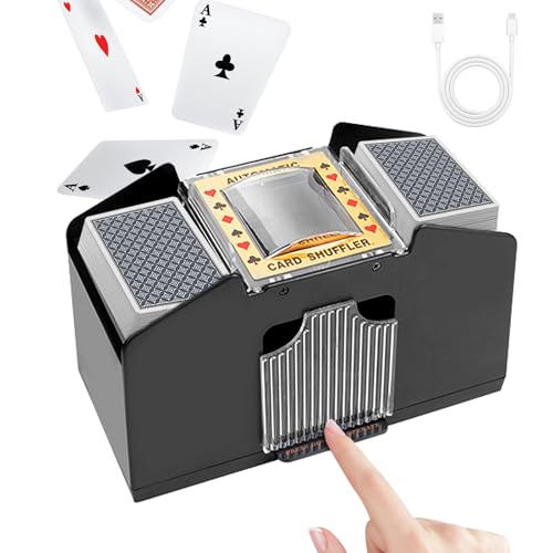 Hengrongshen Kartenmischmaschine, USB Mischmaschine Karten Geeignet für 1-4 Decks, Kartenmischmaschine Elektrische House-Party-Clubspiele, Kartenmischer für Poker,UNO,Texas Hold'em,Blackjack von Hengrongshen