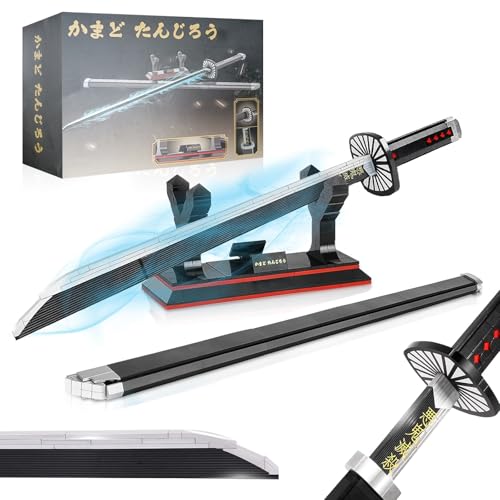 HRS Demon Slayer Schwert Kompatibel mit Ideas Sets, 39 Zoll Kamado Tanjiro Katana Cosplay deko Geschenk für Erwachsene Jungen Klemmbausteine mit Halterung und Scheide (759 Teile) von Hengrongshen