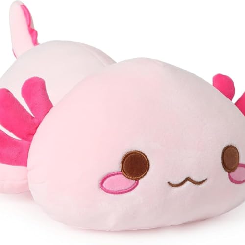 Hengrongshen Axolotl Plüschtier, Kawaii Plush, Axolotl Stofftier Kawaii Salamander Plüsch, Axolotl Super Soft Cartoon Wurf Kissen, Gefüllte Tiere Spielzeug Geschenk für Kinder Mädchen Jungen (Rosa) von Hengrongshen