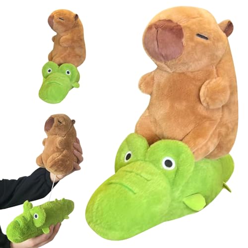 Hengrongshen Capybara Kuscheltier, Krokodil Kuscheltier, 35 cm Krokodil Capybara Kuscheltier, Dehnbare Capybara Reiten Krokodil Form, Capybara Plüschtier für Kinder und Kuscheltierliebhaber Geschenk von Hengrongshen