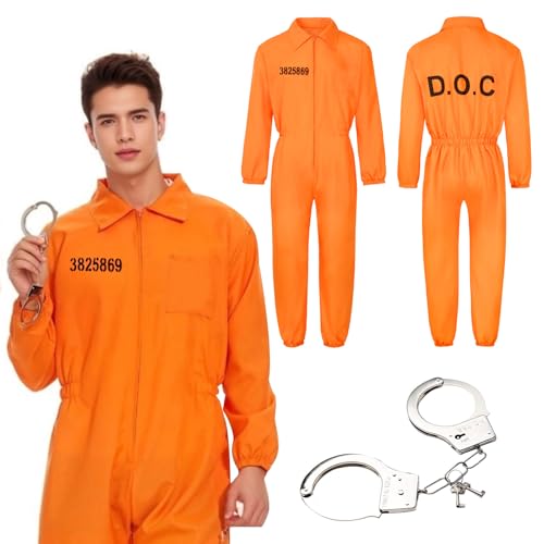 Hengrongshen Häftling Kostüm Herren, Orangefarbener Overall Gefängnis Kostüm Gefängnis Kostüm, Gefangener Kostüm herren Geeignet für Karneval, Karneval, Halloween Hengrongshen Häftling Kostüm Herren, Orangefarbener Overall Gefängnis Kostüm Gefängnis Kostüm, Gefangener Kostüm herren Geeignet für Karneval, Karneval, Halloween von Hengrongshen