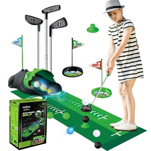 Hengrongshen Minigolf Set Spielzeug für Kinder, Minigolf für Zuhause, Golf Putting Matte, Minigolf mit Bällen und Golfclub, Geschenk für Mädchen, Jungen und Golfbegeisterte von Hengrongshen