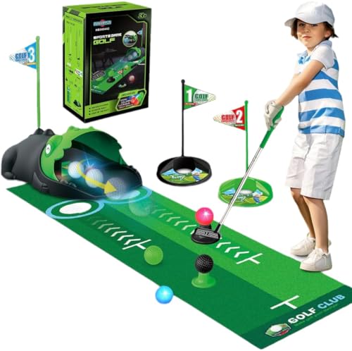 Hengrongshen Minigolf Set Spielzeug für Kinder, Minigolf für Zuhause, Golf Putting Matte, Minigolf mit Bällen und Golfclub, Geschenk für Mädchen, Jungen und Golfbegeisterte von Hengrongshen