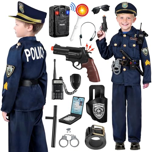 Hengrongshen Polizei Kostüm Kinder Set mit Polizeimütze Handschellen Halfter Trillerpfeife, Polizei Spielzeug für Jungen Halloween Spielzeug Kinder Karneval Cosplay für 4 bis 6 Jahre Hengrongshen Polizei Kostüm Kinder Set mit Polizeimütze Handschellen Halfter Trillerpfeife, Polizei Spielzeug für Jungen Halloween Spielzeug Kinder Karneval Cosplay für 4 bis 6 Jahre von Hengrongshen