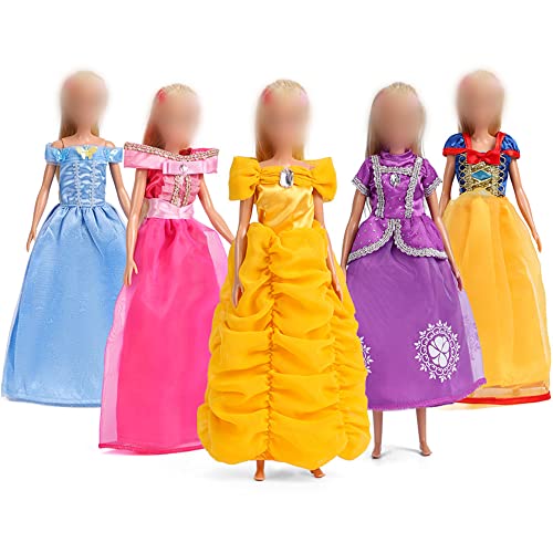 11.5-Zoll-Puppen-Clothes Prinzessin Kleid - Collectible Qualität 5 pc Puppe Prinzessin Costume Set mit Schnee Weiß,Aschenputtel,Glocke,Rapunzel und Aurora passend 11.5" Puppen von Hengulus