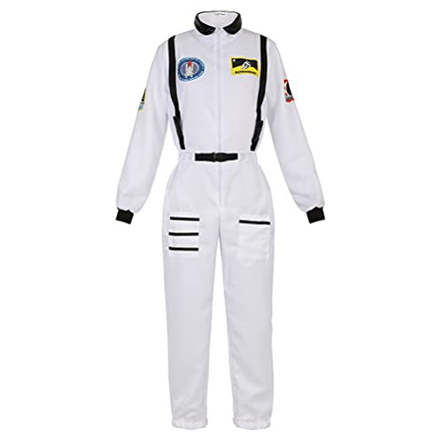 Hengzhifeng Astronauten Kostüm Damen Karnevalskostüme Halloween Cosplay (Large, Weiß) von Hengzhifeng