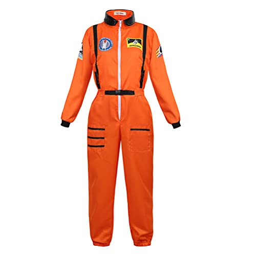 Hengzhifeng Astronauten Kostüm Damen Karnevalskostüme Halloween Cosplay (Medium, Orange) von Hengzhifeng