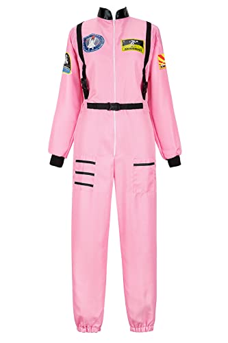 Hengzhifeng Astronauten Kostüm Damen Karnevalskostüme Halloween Cosplay (Medium, Rosa) von Hengzhifeng