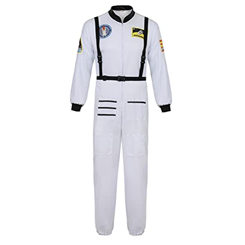 Hengzhifeng Astronauten Kostüm Herren Karnevalskostüme Halloween Cosplay (Medium, Weiß) von Hengzhifeng