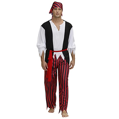 Hengzhifeng Piratenkostüm Herren Halloween Kostüm Karneval Faschingskostüme Männer X-Large von Hengzhifeng