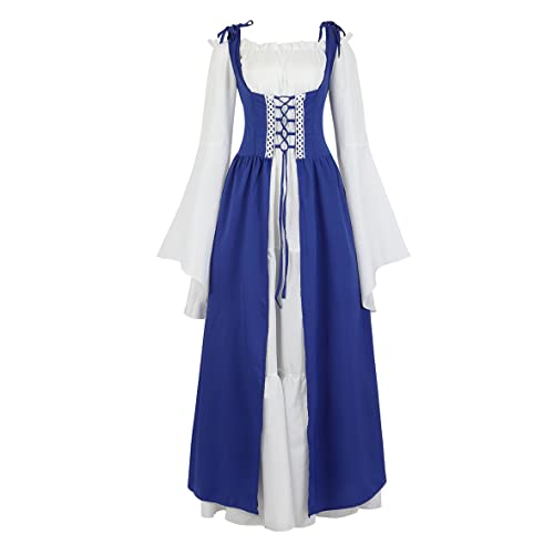 Hengzhifeng Renaissance Kleid Damen Mittelalter Kostüm Cosplay Viktorianischen Kleider (X-Large, Royal Blau) von Hengzhifeng