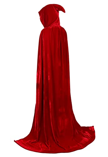 Hengzhifeng Umhang Unisex Kostüm Karneval Halloween Mittelalter Cape mit Kapuze (3X-Large, Rot) von Hengzhifeng