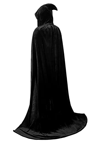 Hengzhifeng Umhang Unisex Kostüm Karneval Halloween Mittelalter Cape mit Kapuze (3X-Large, Schwarz) von Hengzhifeng