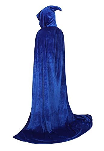 Hengzhifeng Umhang Unisex Kostüm Karneval Halloween Mittelalter Cape mit Kapuze (Medium, Blau) von Hengzhifeng