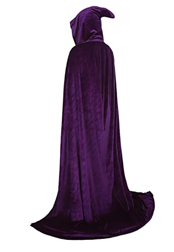 Hengzhifeng Umhang Unisex Kostüm Karneval Halloween Mittelalter Cape mit Kapuze (Medium, Lila) von Hengzhifeng