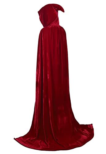 Hengzhifeng Umhang Unisex Kostüm Karneval Halloween Mittelalter Cape mit Kapuze (Medium, Weinrot) von Hengzhifeng