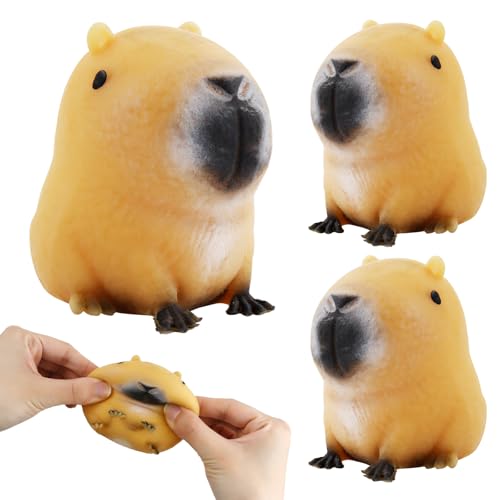 3 Stück Anti Stress Spielzeug,Capybara Anti Stress Spielzeug,Stress Squeeze Spielzeug Squeeze Ball,Capybara Anti Stress Stressbälle,Squishy Antistressball Spielzeug Geschenke für Erwachsene und Kinder von Henjunu