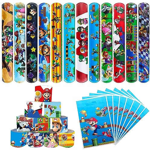 Henkodo Schnapparmband Kinder Super Mario 12PCS Armband Schnapparmband für Kinder,Silikon Wristband Schnapparmbänder Set für Geburtstag Mitgebsel Kindergeburtstag Jungen Gastgeschenke von Henkodo